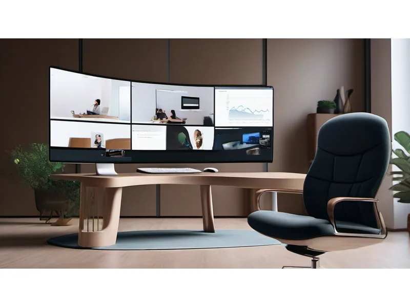 巨大ディスプレイが日常に？曲面テレビでリモートワークの新境地へ！