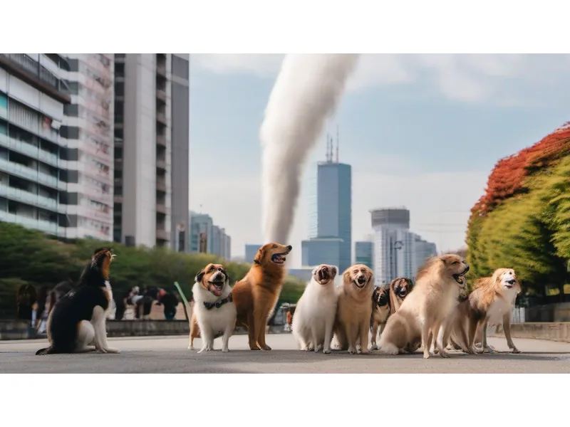 地元の犬たちが反応に大興奮!